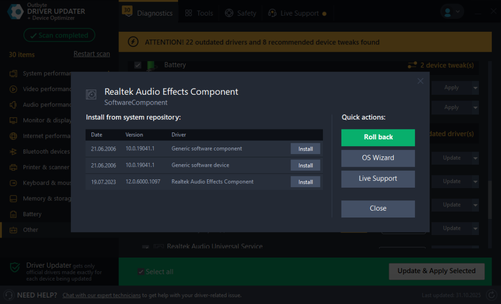 Recomendado relacionados com o jogo atualizações de driver pronto para instalar.