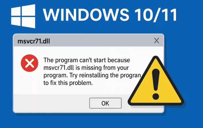 Troubleshooting MSVCR71.dll Missing Error in Windows 10/11