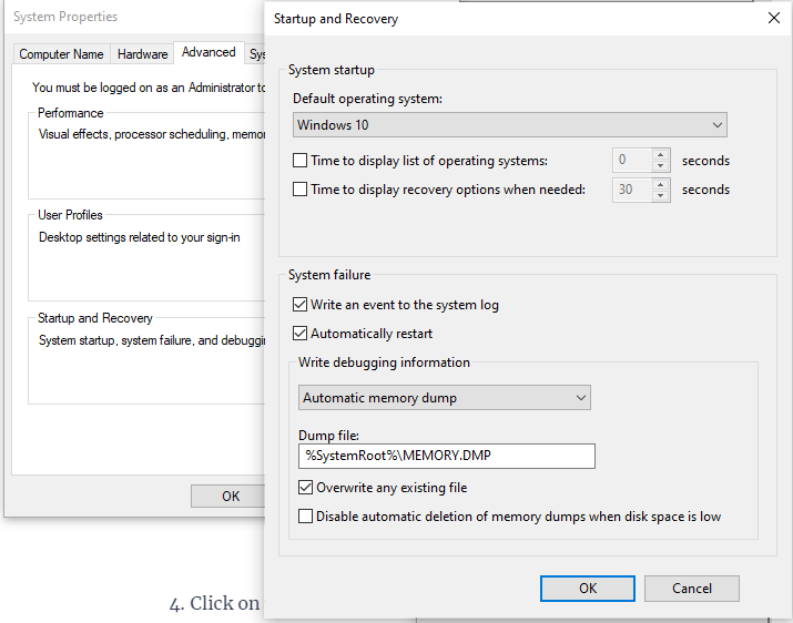 Starten und wiederherstellen Einstellungen