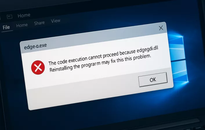 How to Fix “The code execution cannot proceed because Edgegdi.dll was not found” Error in Windows 10/11