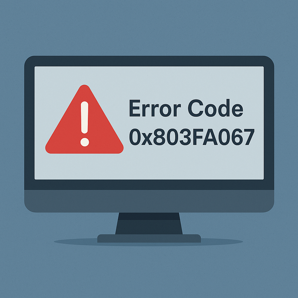 Error Code 0x803fa067