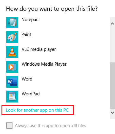 Look for another app on this PC