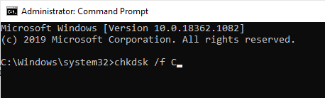 chkdsk c /f command
