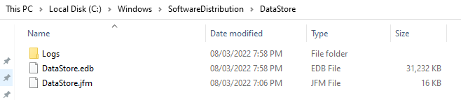 Clear the Contents of the DataStore Folder