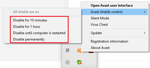 disable antivirus