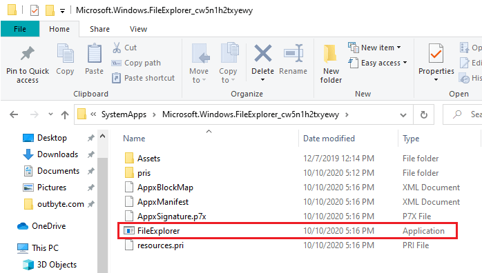 Location of File Explorer exe