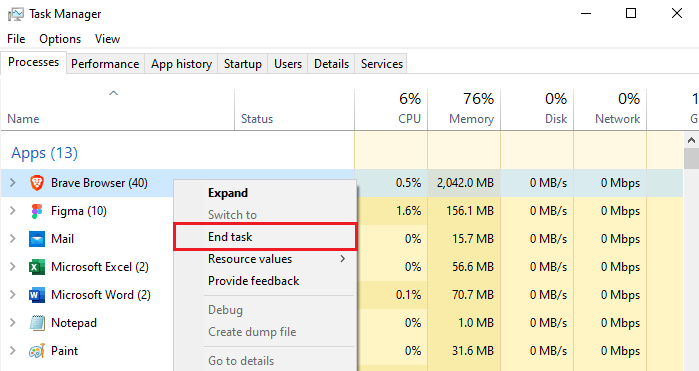 End process that slows down gaming - Task manager