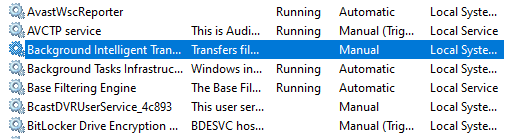Força-iniciar o BITS