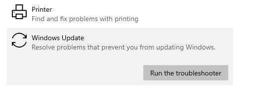 Execute a Actualização do Windows solução de problemas