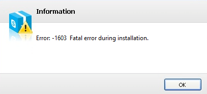  Installation Error 1603