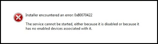 Installer encountered an error 0xc8000222