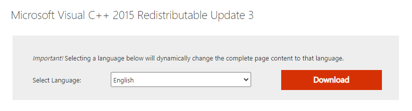 Download Microsoft Visual C++ 2015 Redistributable