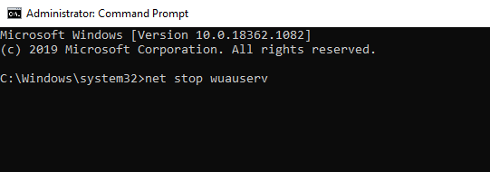 net stop wuauserv command