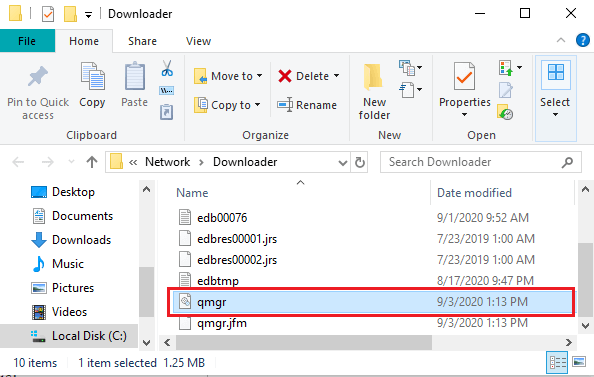 Delete any file that begins with Qmgr