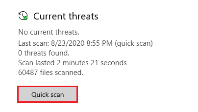 Windows quick scan for viruses