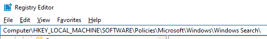 Registry Editor: Windows Search
