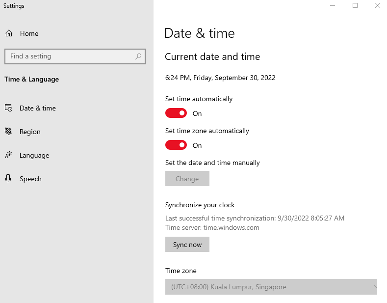 Set Date and Time Correctly