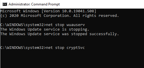 net start wuauserv command