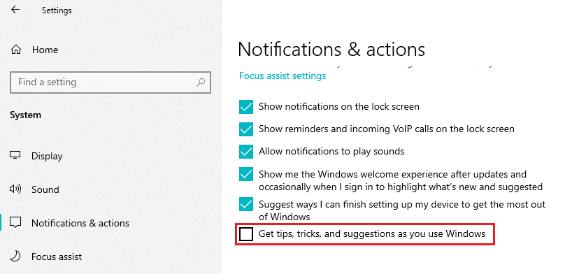 Turn Off Windows Suggestions