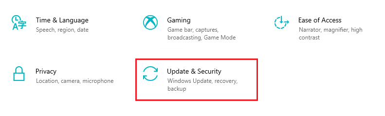 Update and Security options