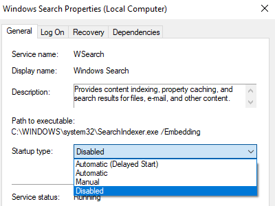 Turn off search indexing to speed up a computer 