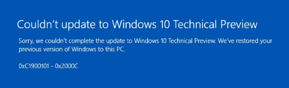 Windows update error 0xc1900101